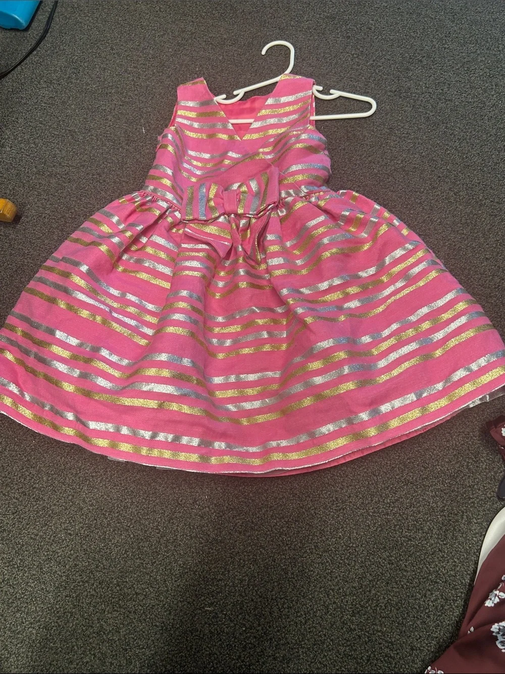 Gymboree Pink Dress with Gold and Silver Stripes